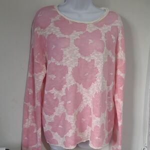 BiBi Pink and Cream Floral Sweater